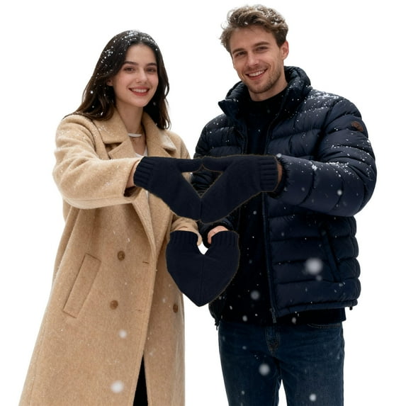 Cozy Matching Couple Mittens With Interlocking Hearts Solid Color One Piece Winter Hand Warmers For Couples Relaxing Together
