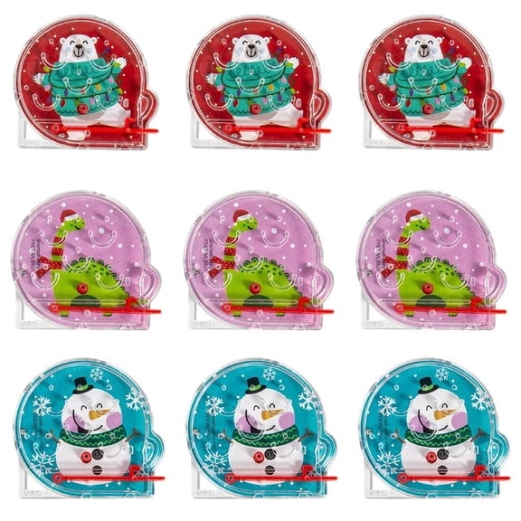 Cozy, Merry & Bright Christmas Character Plastic Handheld Pinball Games 9 Pc.