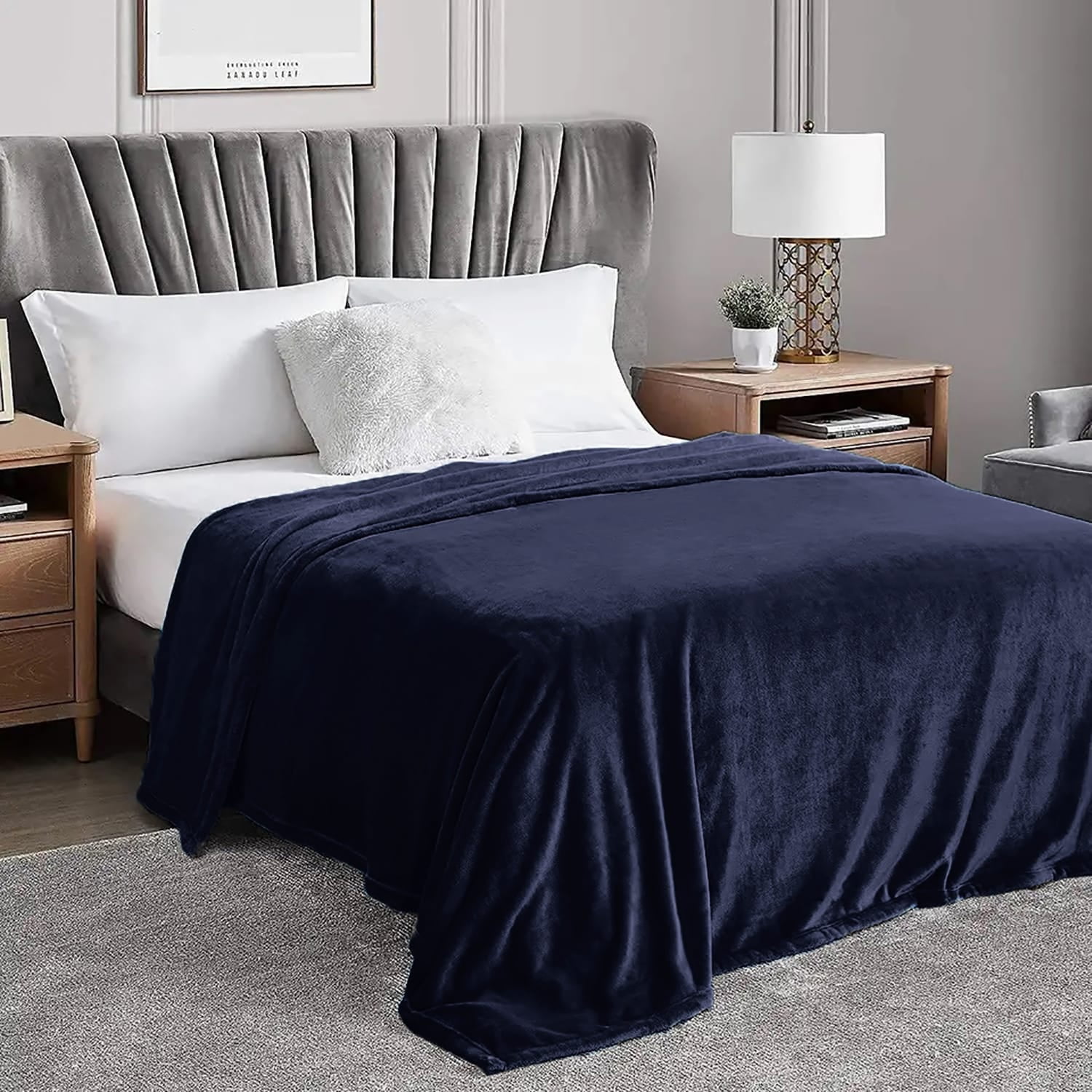 Cozy Microfiber Extra Soft Solid Color Throw Bed Blanket Full Navy Blue Walmart