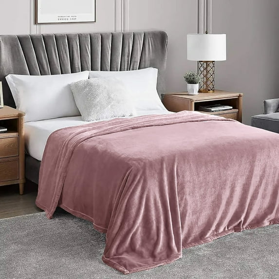 Cozy Microfiber Extra Soft Solid Color Throw Bed Blanket Full - Rose Pink