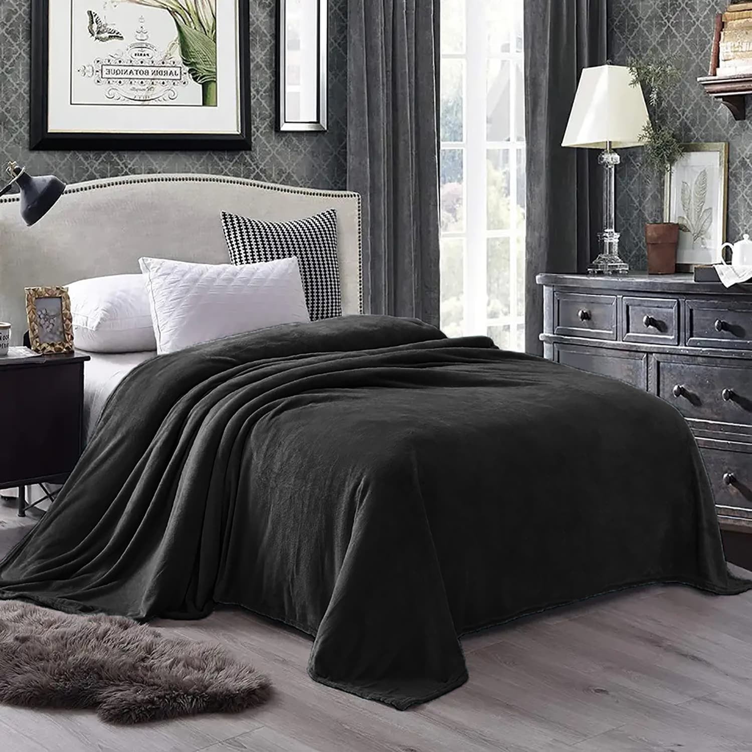 Cozy Microfiber Extra Soft Solid Color Throw Bed Blanket King Black Walmart