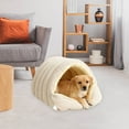 thumbnail image 1 of Cozy Monster Cat Bed, Cat Beds for Indoor Cats, Cat Cave Bed Cat Tent with Removable Cushion, Warm Cave Nest Sleeping Bed Puppy House for Cats Small Dogs, Anti-Anxiety Cuddler Beds (Beige), 1 of 5