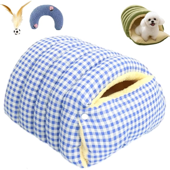 Cozy Monster Cat Bed, Niopets Cave Style Pet Bed Non-Slip Removable Washable, Fleece Soft Cat Sleeping Bag Tent with Removable Cushion Indoor (Blue B, Medium)