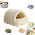 thumbnail image 1 of Cozy Monster Cat Bed Small Dog Cave & Indoor Cats Cave Removable and Washable Winter Closed-Off Cat Beds Tent with Cushion Hooded Dog Bed Pet House for Kittens & Dogs All-Season Use (L-Beige), 1 of 10