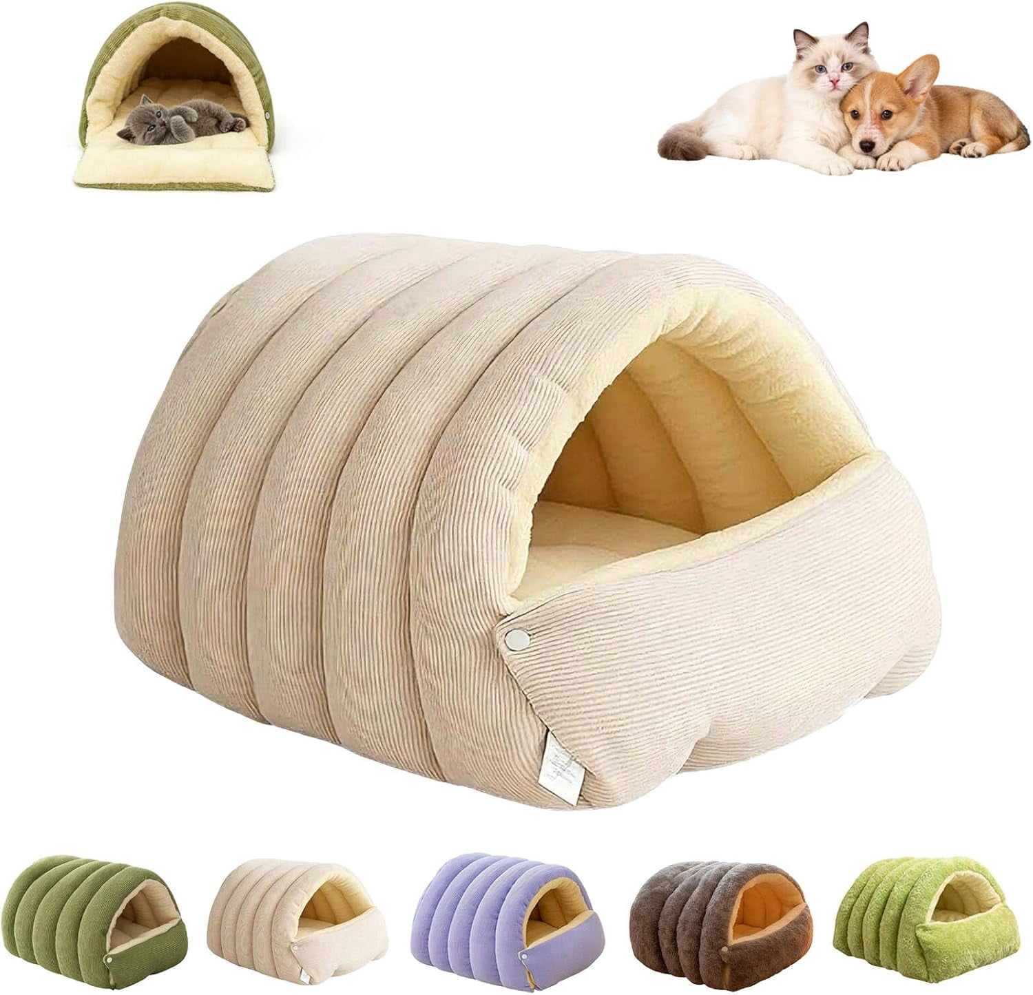 Cozy Monster Cat Bed Warm Enclosed Cat Bed Cave with Hooded Cover