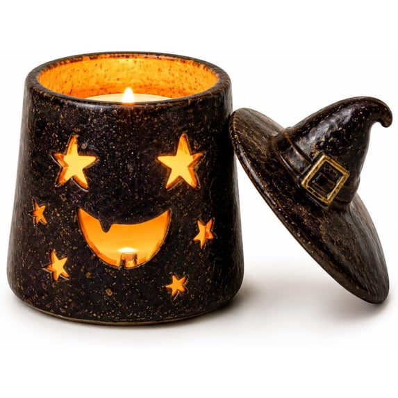 Cozy Monster Tealight Lantern, Ceramic Halloween Candle Holder | Handmade Ceramic Ghost Candle Holder Casts a Warm Glow for Mantels Shelves Tabletops Parties and Gifts