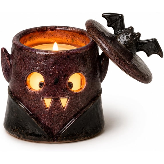 Cozy Monster Tealight Lantern, Ceramic Halloween Candle Holder | Handmade Ceramic Ghost Candle Holder Casts a Warm Glow for Mantels Shelves Tabletops Parties and Gifts