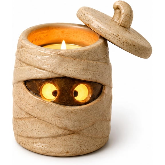 Cozy Monster Tealight Lantern, Ceramic Halloween Candle Holder | Handmade Ceramic Ghost Candle Holder Casts a Warm Glow for Mantels Shelves Tabletops Parties and Gifts