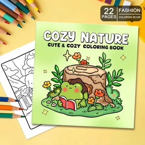 Cozy Nature Cute Frog Activity Pages for Adults and Teens, Relaxing Forest & Wildlife Designs, Large Print, Single-Sided, 22 Sheets