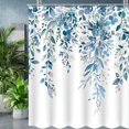 Cozy Nest Stall Blue Eucalyptus Shower Curtain Set Watercolor Floral