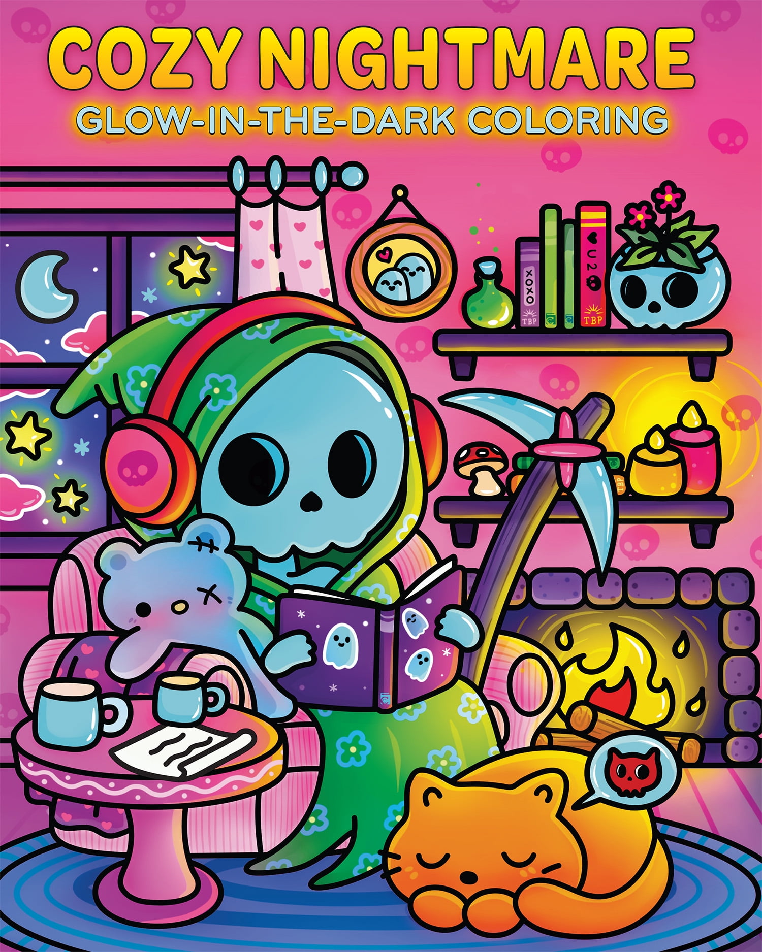 Bazeror Cozy Nightmare Glow-In-the-Dark Coloring, 80 pages (Paperback)