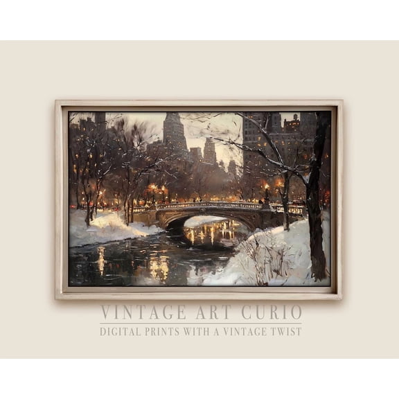 Cozy Nyc Winter, Snowy Central Park With Charm Wall Art, Antique Farmhouse Print #15 Warm Present Vintage UNFRAMED Poster Size 8x12