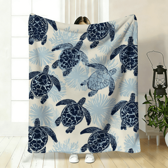 A Cozy Ocean Theme Pattern Blanket - Soft High-Definition Digital Print, Soft, Breathable 100 Polyester, All-Season Family and Friends Gift, Perfect Gift!