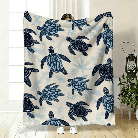 A Cozy Ocean Theme Pattern Blanket - Soft High-Definition Digital Print, Soft, Breathable 100 Polyester, All-Season Family and Friends Gift, Perfect Gift!