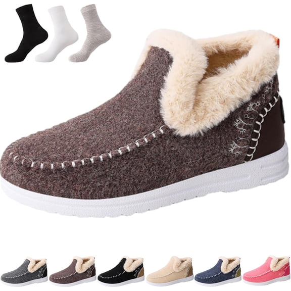 Cozy Orthopedic Fleece Slip-On Boots, Women Men Warm Plush Lined Non-Slip Casual Loafer, Comfort Every Steps Flat Shoes