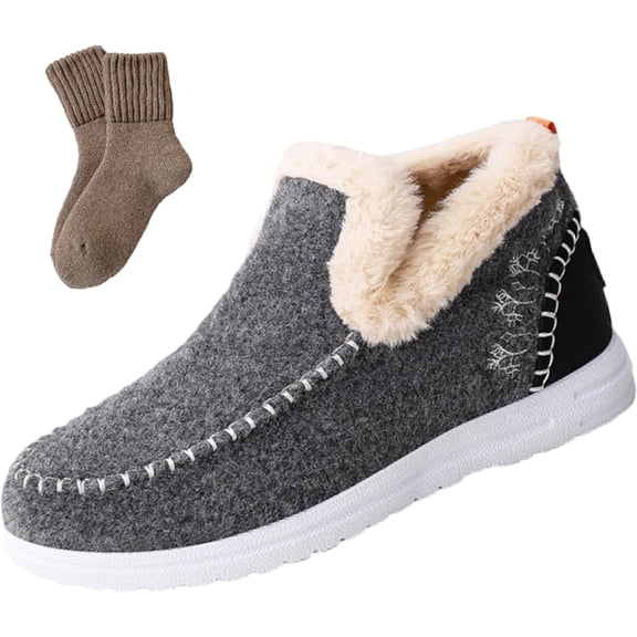 Cozy Orthopedic Fleece Slip-On Boots, Women's Warm Plush Lined Non-Slip Flat Shoes, Comfort Every Steps Casual Loafer