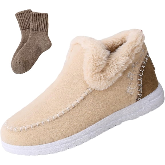 Cozy Orthopedic Fleece Slip-On Boots, Women's Warm Plush Lined Non-Slip Flat Shoes, Comfort Every Steps Casual Loafer
