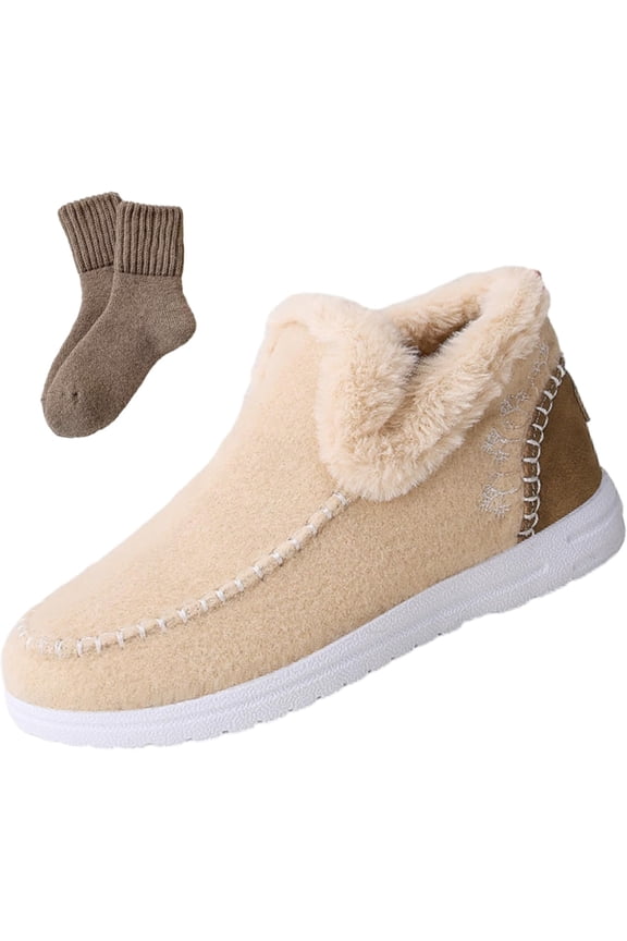 Cozy Orthopedic Fleece Slip-On Boots, Women's Warm Plush Lined Non-Slip Flat Shoes, Comfort Every Steps Casual Loafer