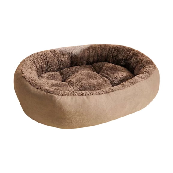 Cozy Oval Pet Bed - Winter Warm Fleece Cat & Dog House with Plush Interior - Machine Washable Indoor Pet Pad for Small Dogs and Cats - Soft Cuddly Shelter for All Seasons, Gray