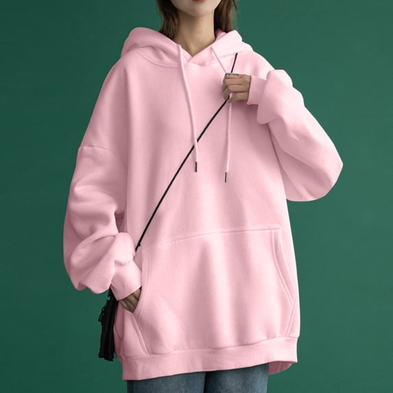 Cozy Oversized Hoodies for Women Casual Fleece Pullover Sweatshirt with Pocket Winter Warm Streetwear Top