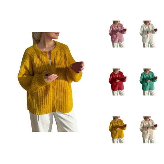 Women's Cardigan Casual Shrug Style Lightweight Open Front Cardigans Cozy Oversized Solid Color Knit Cardigan Sweater For Women Long Sleeve Casual Knit Outerwear