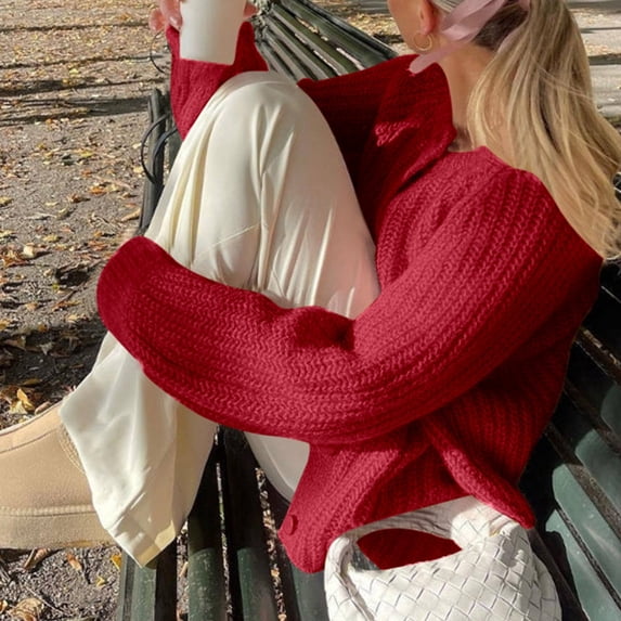 Cozy Oversized Solid Color Knit Cardigan Sweater For Women Long Sleeve Casual Knit Outerwear Cardigan for Women Open Front Womens Cardigans Fall Cardigan Women Fall Short Sleeve Cardigans for Women