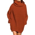 thumbnail image 1 of Cozy Oversized Turtleneck Sweater Dress for Women Soft Knit Long Sleeve Pullover in Rich Burgundy Red, 1 of 4