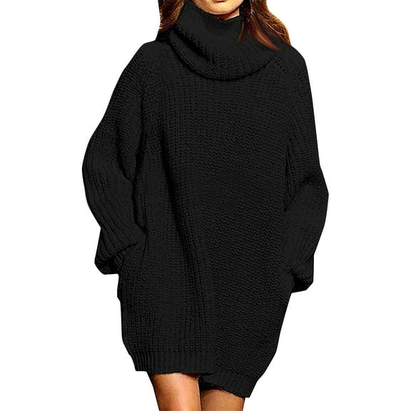 Cozy Oversized Turtleneck Sweater Dress for Women Soft Knit Long Sleeve Pullover in Rich Burgundy Red