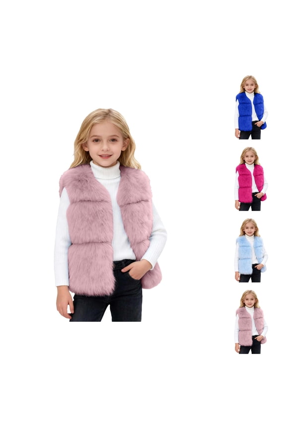 Cozy Padded Winter Girls Vest, Lined Thermal Sleeveless Jacket with Soft Pile & Sherpa , Quilted Button-Down Waistcoat for Cold Weather Play and Daily Fashion Wear