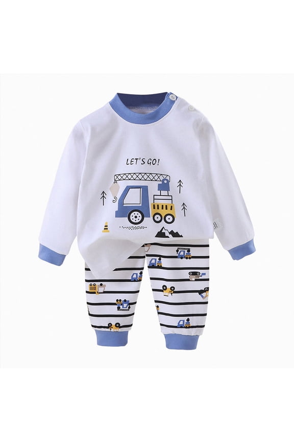 Cozy Pajamas For Little/Big Trendy Boys Long Sleeves Soft PJs Set Kid 6-12 Months 12-24 Months 2t 3t 4t 5t 6t 7t 8t 9t Children(Blue,3-6 Months)