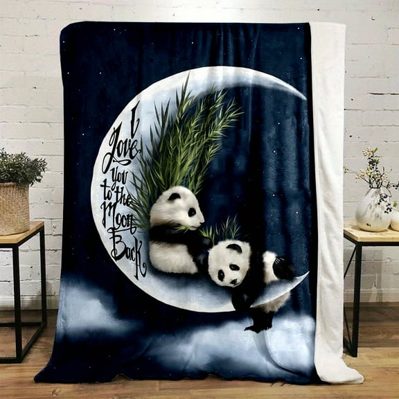 Cozy Panda Duo Flannel Throw Blanket - Soft & Warm For Couch, Bed, Office Naps - Reversible Cartoon Print, All-Season Comfort - Available In Multiple Sizes