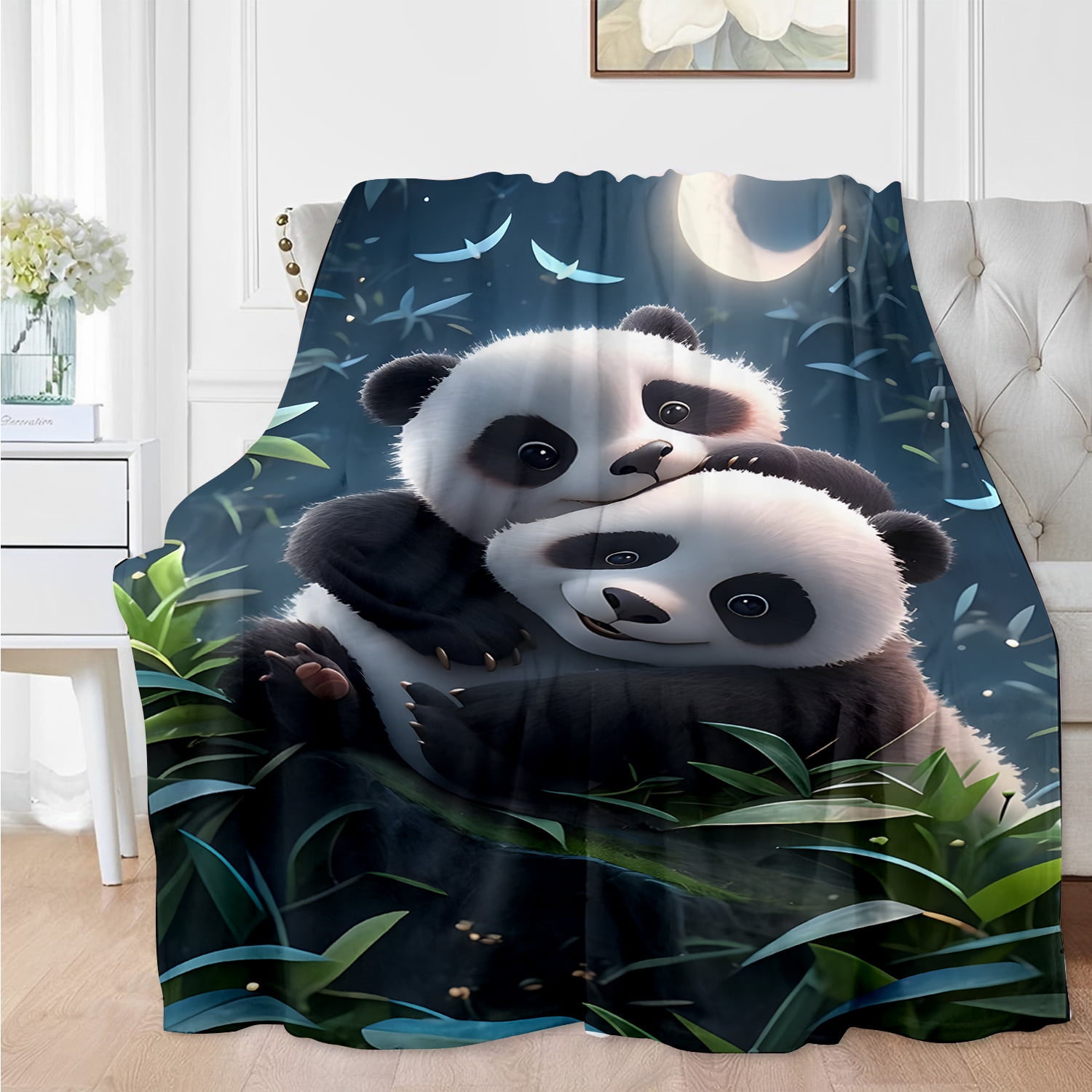 Cozy Panda Flannel Throw Blanket Soft, Warm & Versatile for Couch