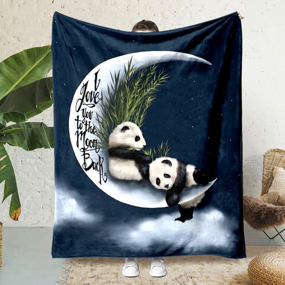 Cozy Panda Flannel Throw Blanket Soft Warm for Couch, Bed, Office Naps Reversible Cartoon Print  All Season Comfort Available In Multiple Sizes