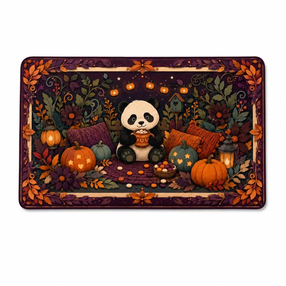 Cozy Panda Moonless Garden Rectangle Rug for Reading Nook Halloween