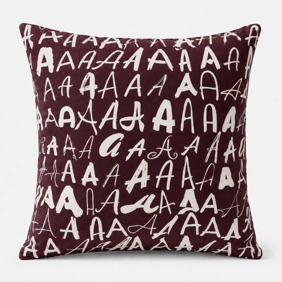 Cozy Patch Home Handwritten Letter A Typography Decorative Throw Pillow Cover, 18 x 18 in