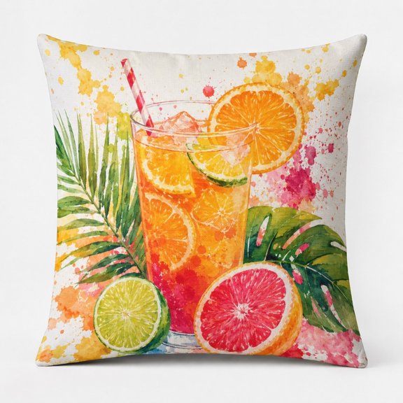 Cozy Patch Home Tropical Citrus Splash Decorative Throw Pillow Cover, 18 x 18 in