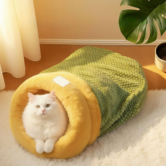 Cozy Pet Nest for Cats and Dogs, Soft Cat Dog Sleeping Bag, Portable Calming Pet Nests, Soft Plush Winter Cat Cave Bed, Cats Dogs Fully Wrapped Sleeping Bag for Autumn Winter