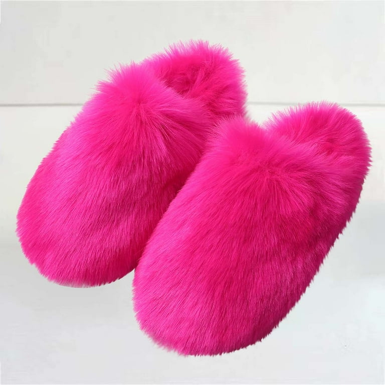 Cozy Platform Fuzzy Slippers for Women Indoor and Outdoor Fuzzy