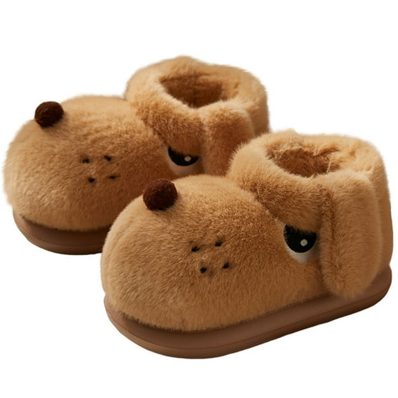 Cozy Plush Dog Slippers for Women & Men, Fleece-Lined Indoor Winter Warm Shoes, Cute Puppy Cotton Booties for Couples, Non-Slip Sole, Home or Outdoor Wear