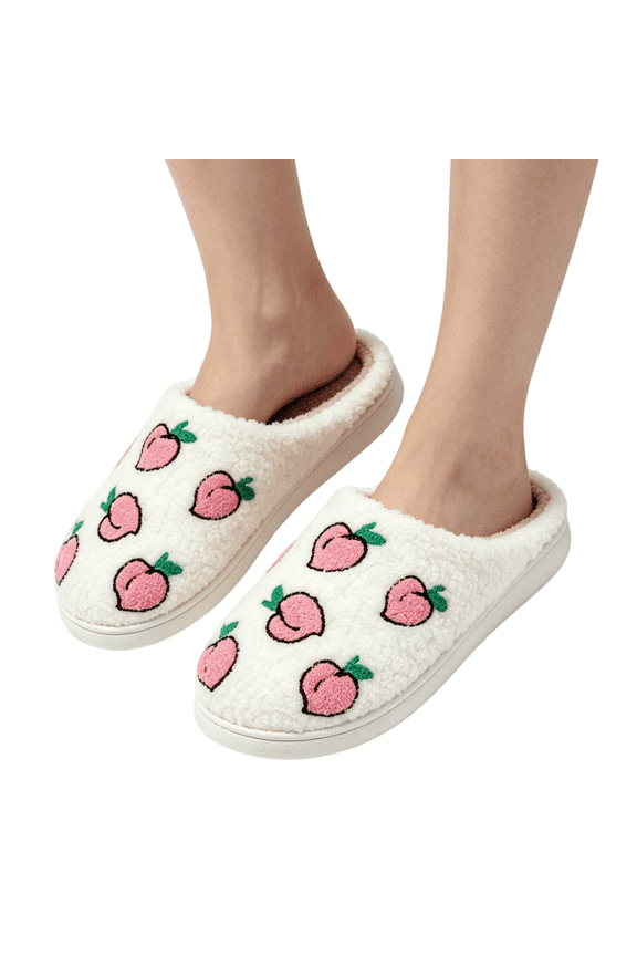 Cozy Plush Fleece Slippers Indoor Bedroom Lounging, Warm Embroidery House Shoes Family Living Room Wear, Comfortable Mules Weekend Relaxation Footwear, Soft Faux Fur Slides Home Wearing, Pink 6