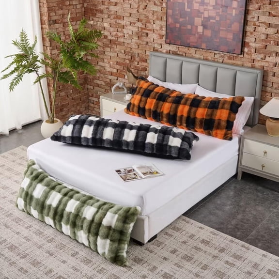 Cozy Plush Fluffy Body Pillow, 20X54 Inches Big Hug Double Pillow, Beige Chocolate