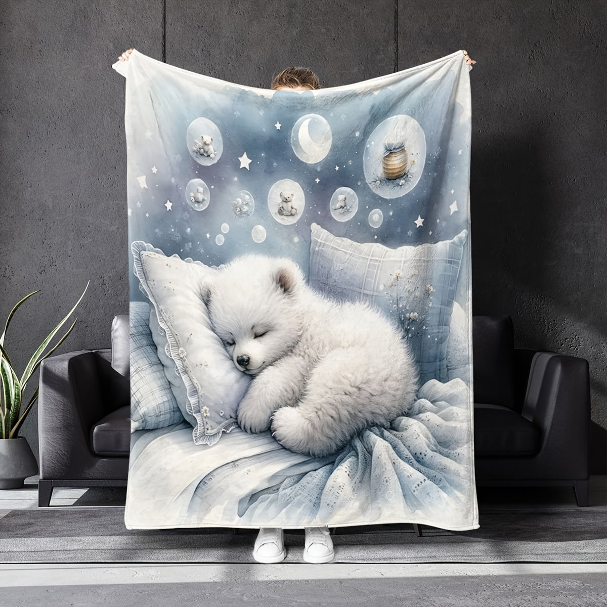 Bear Flannel Fleece Throw Blanket – 50x60 Inch Wildlife Plush Blanket For Couch Or Bed