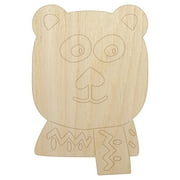 Cozy Polar Bear Wood Shape Unfinished Piece Cutout Craft DIY Projects - 4.70 Inch Size - 1/8 Inch Thick
