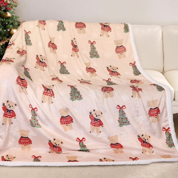 Cozy Printed Throw Christmas Blanket - 300 GSM Fleece Throw Size for Home Decoration, Ultra Soft Blanket (Throw - 50" x 60") - I