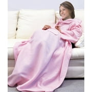 Cozy Products Cuddlee Throws Blanket with Sleeves Warm Fleece One Size Fits Most Adults 53" x 68" Pink