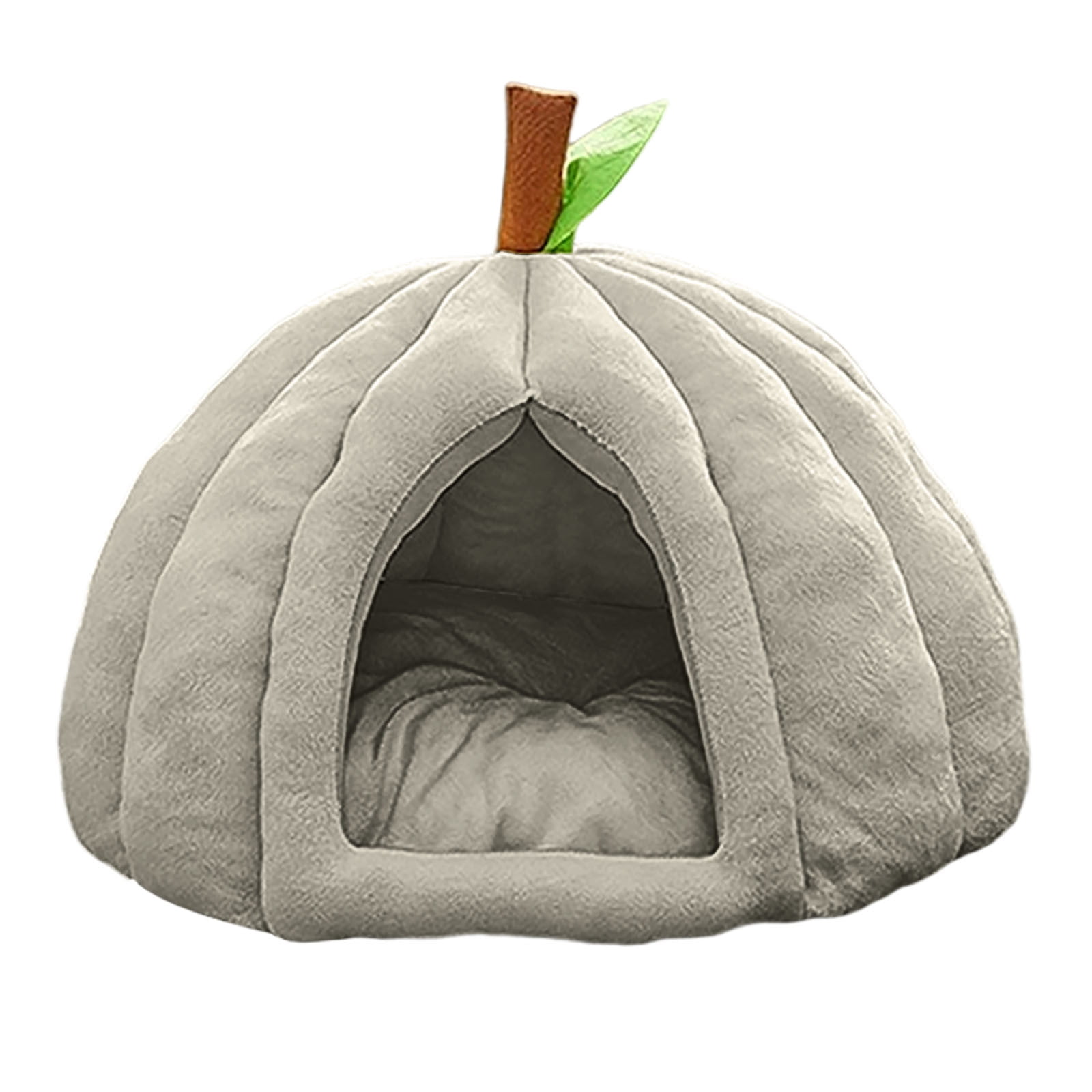 Cozy Pumpkin Cat Cave Bed with Removable Cushion - Warm Enclosed Indoor Cat House for Kittens and Small Dogs, Cute Seasonal Hideaway Sleep Tent Pet Bed