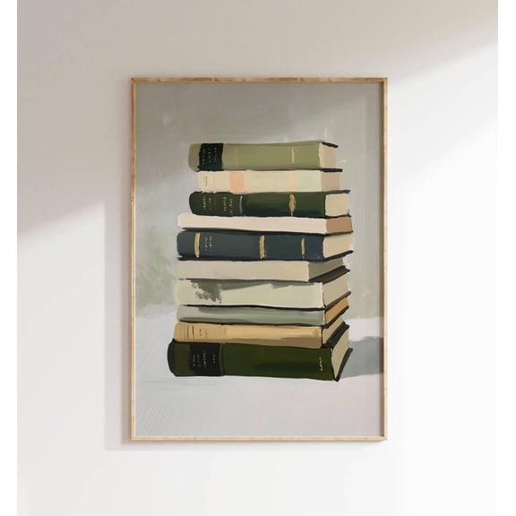 Cozy Reading Book Stack Literary Bookstore Wall Art Poster, Unframed Poster