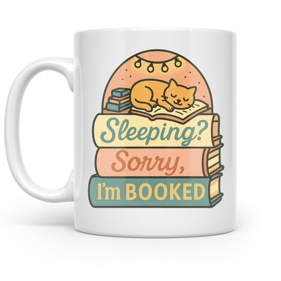 Cozy Reading Companion 11 oz Coffee Mug - Cat Lovers White Ceramic Gift