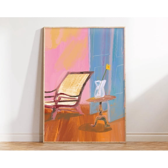 Cozy Reading Nook, Bright Colorful Wall Art, Trendy Apartment Art, Maximalist Wall Art, Modern Eclectic Art Print Wall Art, Modern Wall Decor, 16x24 UNFRAMED