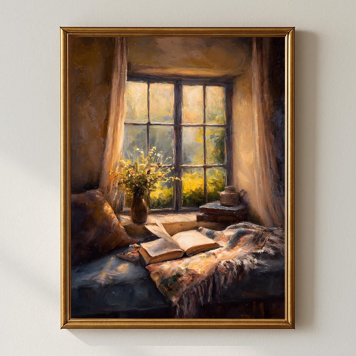 Cottagecore Reading Cozy Reading Nook Wall Art, Cottagecore Book Lover Print, Rustic Window ...